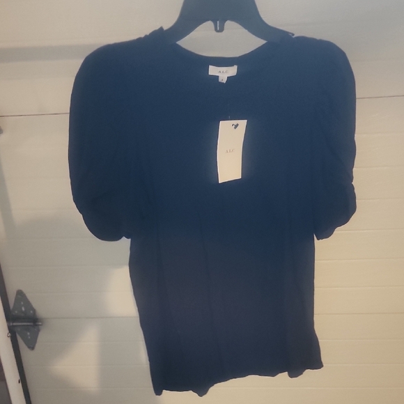 A.L.C. Black Puff Sleeve Kati Black Tee Size S $135 - Picture 3 of 5